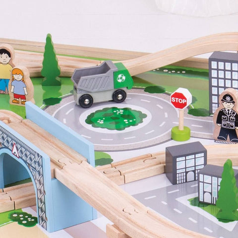 Bigjigs Toys - City Train Set and Table - Eco Child