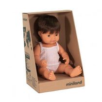 Miniland - Anatomically Correct Baby Doll - Caucasian Boy Brunette 38cm - Eco Child