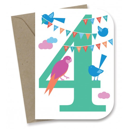 Earth Greetings - 100% Earth Friendly Gift Cards - 4th Birthday Sky Party - Eco Child
