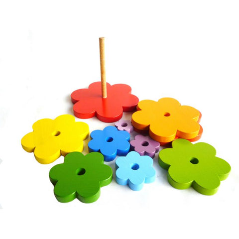 Qtoys -  Wooden Rainbow Stacking Flowers - Eco Child