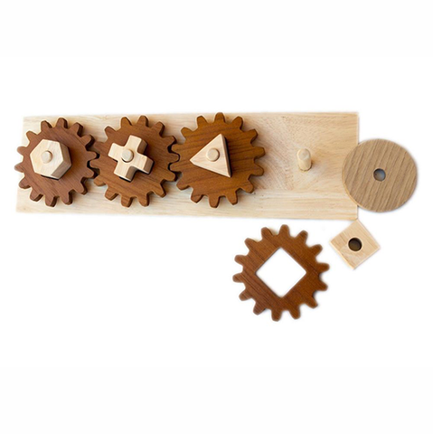 Qtoys -  Natural Wooden Gear Shape Puzzle - Eco Child